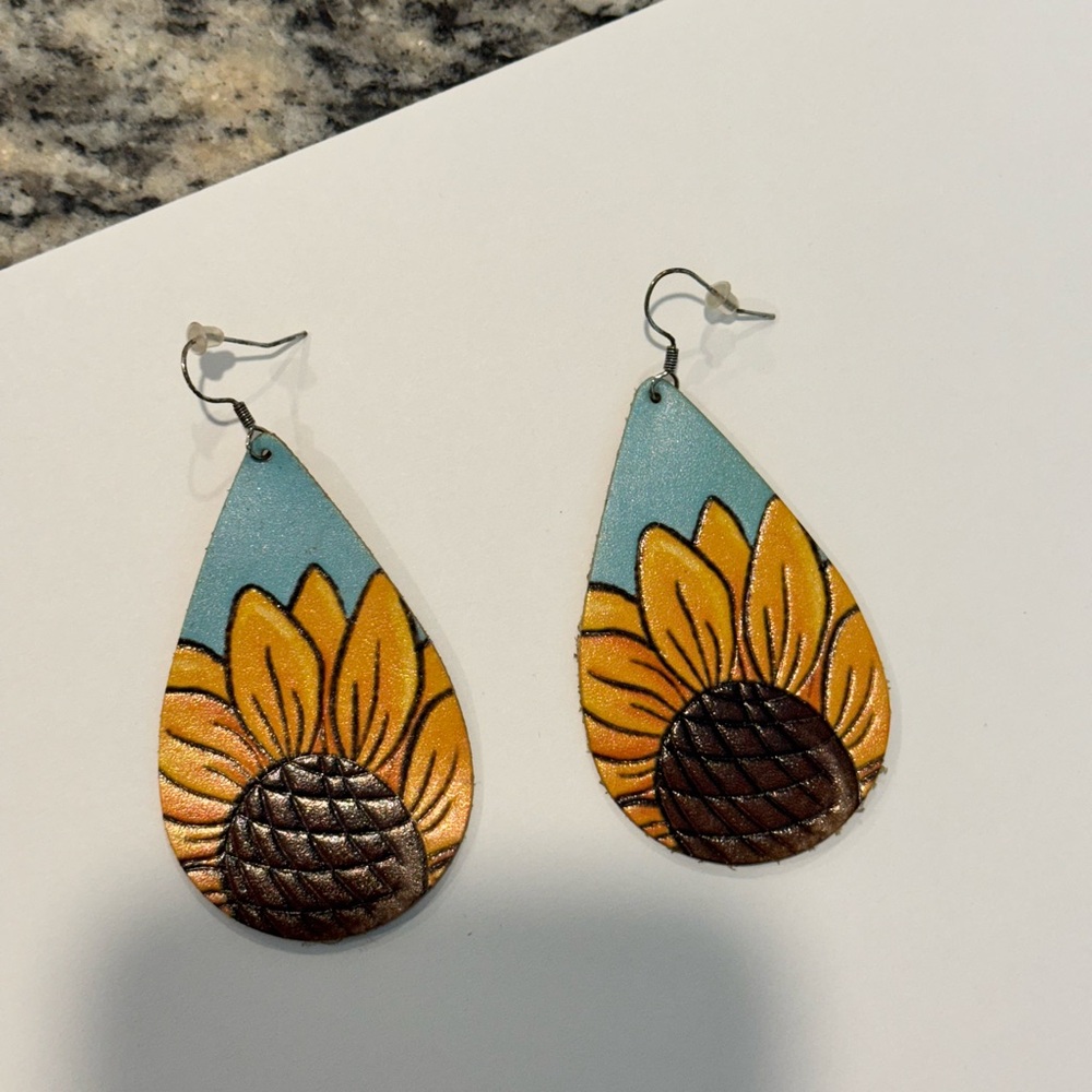 Sunflower Teardrop Earrings